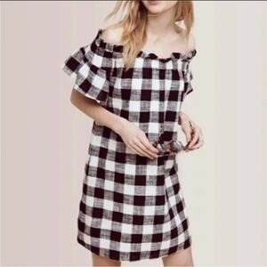 LAST CHANCE - Philosophy Black & White Checkered Off-Shoulder Dress